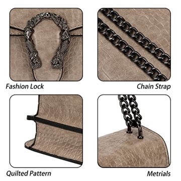 Aiqudou Luxurious Snakeskin-Print Chain Purse for Women