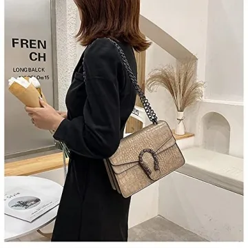 Aiqudou Luxurious Snakeskin-Print Chain Purse for Women