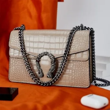 Aiqudou Luxurious Snakeskin-Print Chain Purse for Women