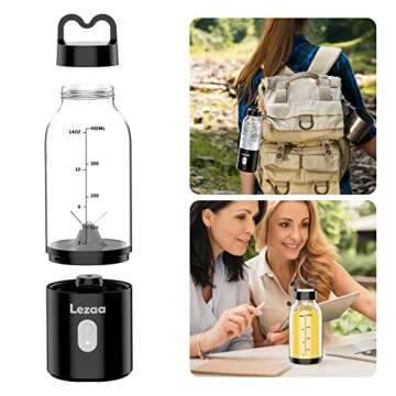Portable Blender, Blender for Shakes and Smoothies, Personal Blender, USB Rechargeable 14 Oz Mini Blender With for Traveling, Outdoor, Gym, Office(Black)