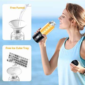 Portable Blender, Blender for Shakes and Smoothies, Personal Blender, USB Rechargeable 14 Oz Mini Blender With for Traveling, Outdoor, Gym, Office(Black)