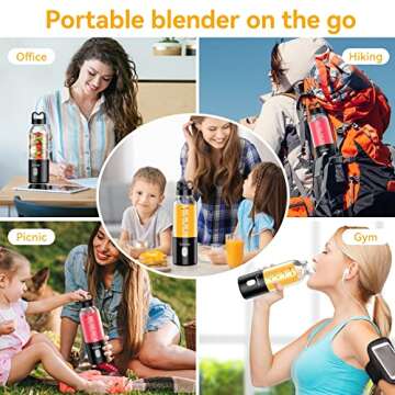 Portable Blender, Blender for Shakes and Smoothies, Personal Blender, USB Rechargeable 14 Oz Mini Blender With for Traveling, Outdoor, Gym, Office(Black)
