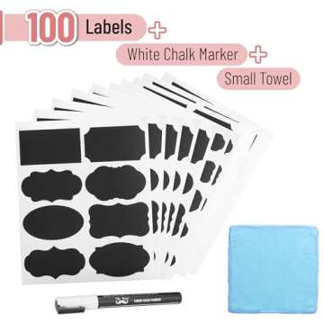 Mr. Pen Chalkboard Labels Set - 100 Assorted Stickers with Marker