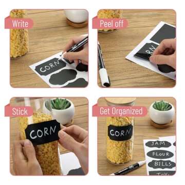 Mr. Pen Chalkboard Labels - 100pc Assorted Shapes & Marker