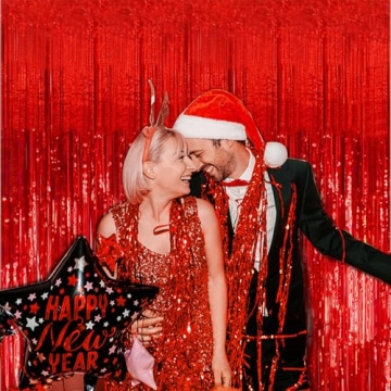 2 Pack Red Streamers Backdrop for Party Celebrations