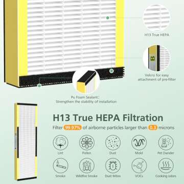 2 Pack FLT4825 True HEPA Filter B Replacement with Activated Carbon Pre-Filters Compatible with Guardian Air Purifier AC4825 AC4300 AC4800 AC4900 AC4850