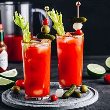 Cocktail Picks 8 Inch Stainless Steel Cocktail Toothpicks Multi-Colored Appetizer Drink Sticks Colorful Fruit Stick Toothpicks for Bar, Barbecue Snacks (16 Pieces,Silver, Gold, Rose Gold, Colorful)