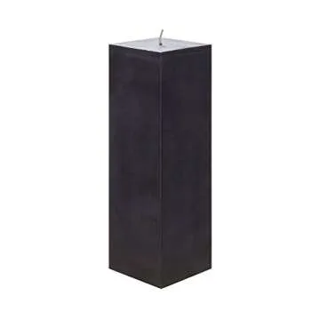 Unscented Black Square Pillar Candle for Home Decor