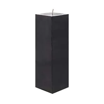 Unscented Black Square Pillar Candle for Home Decor