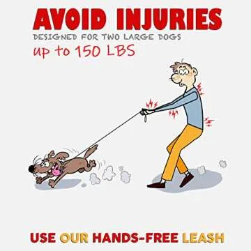 Exquisite Double Hands Free Leash - Retractable for Two Large Dogs - Waist Leash for Running - Black...