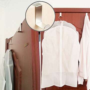 yueton Door Hooks, Stainless Steel Bathroom Kitchen Cabinet Reversible Over Door Hook Clothes Towels Swim Shirts Bag Hanger Holder,4 Pieces or 2 Pair Randomly Color Sent Fit 3/4" or 1-1/2" Thickness