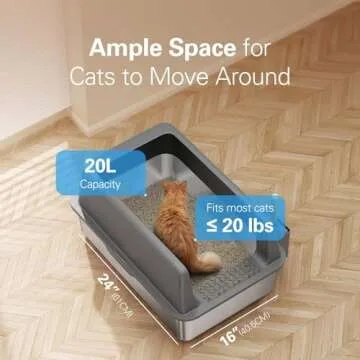 Zarler Stainless Steel Litter Box with Lid, Extra Large Cat Litter Box, XL Large Metal Litter Box for Big Cats with High Sided, Grey (Non-Sticky, Easy to Clean, Anti-Urine Leakage)