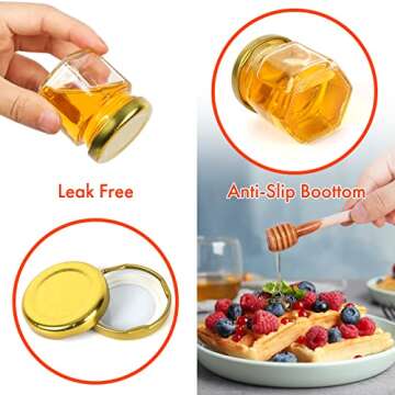 AuroTrends 1.5oz Mini Honey Jars with Dipper 30Pack, Glass Jars for Baby Shower Favors/Wedding Favor...