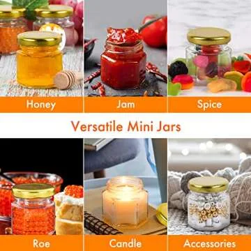 AuroTrends 1.5oz Mini Honey Jars with Dipper 30Pack, Glass Jars for Baby Shower Favors/Wedding Favors for Guests Bulk-Mini Canning Jars with Wooden Dippers/Bee Charms (1.5 fl.oz-30Pack)