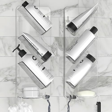 ShowerGem Rustproof Shower Caddy 2-Pack Easy Clean No Screws