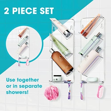 ShowerGem Rustproof Shower Caddy 2-Pack Easy Clean No Screws