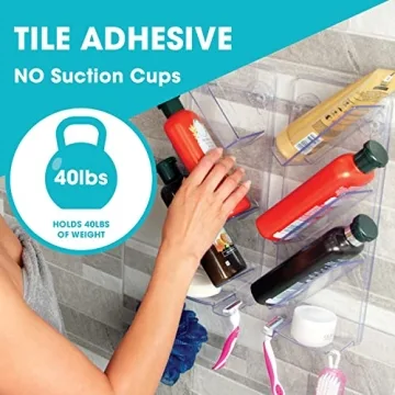 ShowerGem Rustproof Shower Caddy 2-Pack Easy Clean No Screws