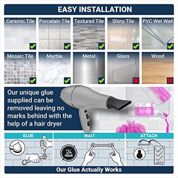 ShowerGem Rustproof Shower Caddy 2-Pack Easy Clean No Screws