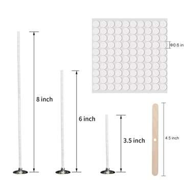 buluker300Pcs Functional Smokeless Candle Wicks,100pcs Wicks Sticker, Pre Waxed Cotton Wick with Met...