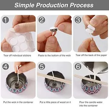 buluker300Pcs Functional Smokeless Candle Wicks,100pcs Wicks Sticker, Pre Waxed Cotton Wick with Metal Sustainer Tabs for Pillar Candle Making and Candle DIY, 9cm/3.5in,15cm/6in,20cm/8in