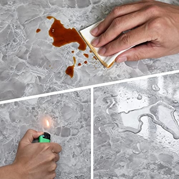 Eddith Counter Top Contact Paper Peel and Stick Waterproof Wallpeper for Bathroom 15.74”×118” Kitchen Countertop Peel and Stick Waterproof, Grey Marble Contact Paper