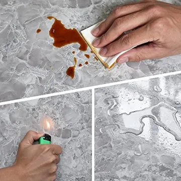Eddith Counter Top Contact Paper Peel and Stick Waterproof Wallpeper for Bathroom 15.74”×118” Kitchen Countertop Peel and Stick Waterproof, Grey Marble Contact Paper
