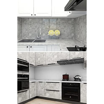 Eddith Counter Top Contact Paper Peel and Stick Waterproof Wallpeper for Bathroom 15.74”×118” Kitchen Countertop Peel and Stick Waterproof, Grey Marble Contact Paper