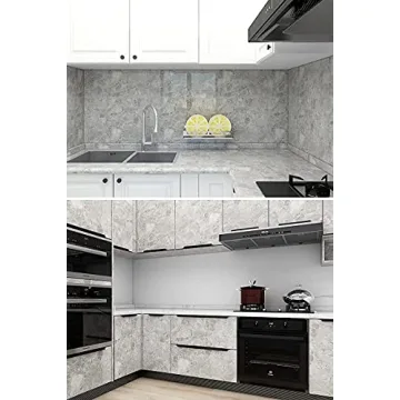 Eddith Counter Top Contact Paper Peel and Stick Waterproof Wallpeper for Bathroom 15.74”×118” Kitchen Countertop Peel and Stick Waterproof, Grey Marble Contact Paper