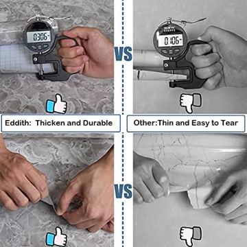 Eddith Counter Top Contact Paper Peel and Stick Waterproof Wallpeper for Bathroom 15.74”×118” Kitchen Countertop Peel and Stick Waterproof, Grey Marble Contact Paper