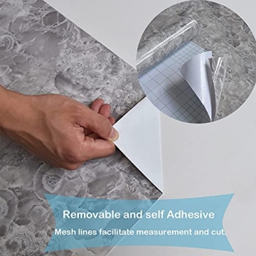 Eddith Counter Top Contact Paper Peel and Stick Waterproof Wallpeper for Bathroom 15.74”×118” Kitchen Countertop Peel and Stick Waterproof, Grey Marble Contact Paper