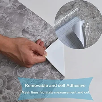 Eddith Counter Top Contact Paper Peel and Stick Waterproof Wallpeper for Bathroom 15.74”×118” Kitchen Countertop Peel and Stick Waterproof, Grey Marble Contact Paper