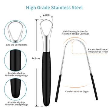 4 Pieces Tongue Scrapers - Stainless Steel Oral Hygiene Tools