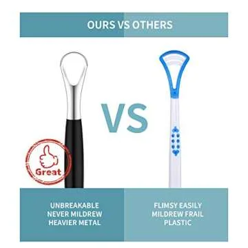 4 Stainless Steel Tongue Scrapers for Fresh Breath & Hygiene