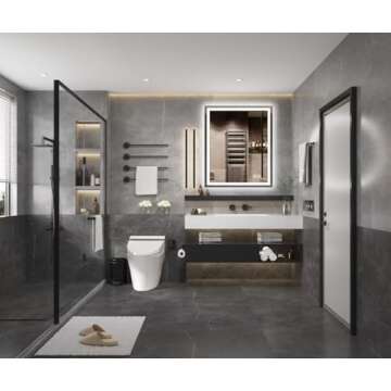 Moonee 23x18 Inch Large Led Mirror for Bathroom，Front Light and Backlit Vanity Mirror with 3 Colors Dimmable Anti Fog Bathroom Mirror with Led Lights for Bathroom Decor