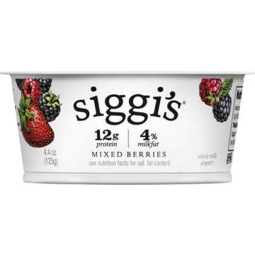 siggi's® Icelandic Strained Whole Milk Yogurt, Mixed Berry, 4.4 oz. Single Serve Cup – Thick, Protein-Rich Yogurt Snack