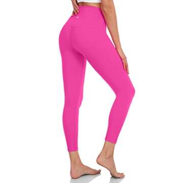 HeyNuts Pure&Plain 7/8 High Waisted Leggings for Women, Athletic Compression Tummy Control Workout Y...