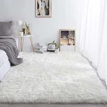 HOMBYS 9x12 Oversized Faux Fur Area Rug for Living Room Bedroom, Super Soft & Fluffy White Faux Shee...