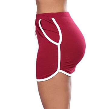 xxxiticat Womens Fitness Athletic Active Tennis Golf Mini Skirt Lightweight Lace Up Contrast Color Dolphin Skirts with Pocket(RE,L) Red