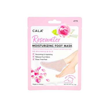 Cala Moisturizing Pedicure Foot Masks [Pack of 3 Foot Moisturizing Socks] (Rosewater)