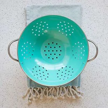 Now Designs 3-Quart Metal Colander in Vibrant Turquoise