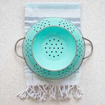 Now Designs 3-Quart Metal Colander in Vibrant Turquoise