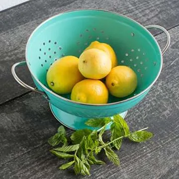 Now Designs 3-Quart Metal Colander in Vibrant Turquoise