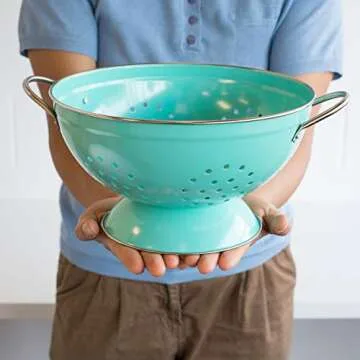 Now Designs 3-Quart Metal Colander in Vibrant Turquoise