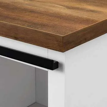 Walker Edison Willa Modern Farmhouse Sliding Single Slat Door Storage Console, 32 Inch, White and Rustic Oak