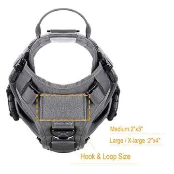 ICEFANG GN5 Tactical Dog Harness for X-Large Sized Dogs,Hook and Loop Panels,Walking Training Work Dog MOLLE Vest with Handle,No Pulling Front Leash Clip (XL :Chest:32"-39", Grey)