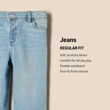 Amazon Essentials x Sofia Grainge Toddler Boys' Straight Fit Jeans, Light Indigo Wash, 2T