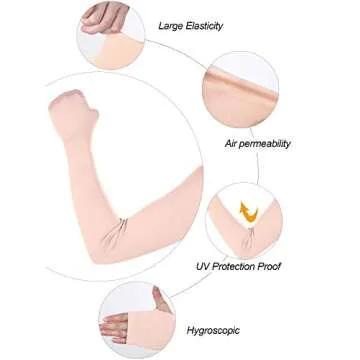 SATINIOR 4 Pieces UV Protection Cooling Shawl Sun Protection Arm Sleeves with Finger Hole (Black, Grey, Skin Color, White)