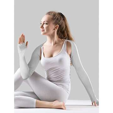 SATINIOR 4 Pieces UV Protection Cooling Shawl Sun Protection Arm Sleeves with Finger Hole (Black, Grey, Skin Color, White)
