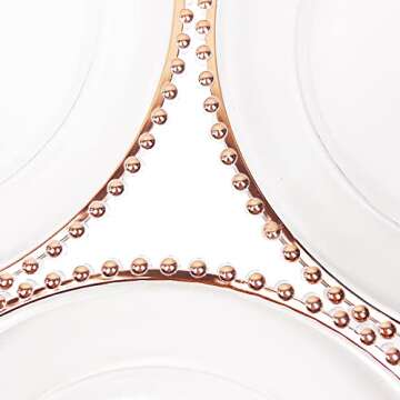 Maiangel Acrylic Rose Gold Beaded Clear Charger Plates 13" In Bulk Wedding Set of 12, Round Plastic Charger Plates,Decorative Dinner Plates For Table Setting Events