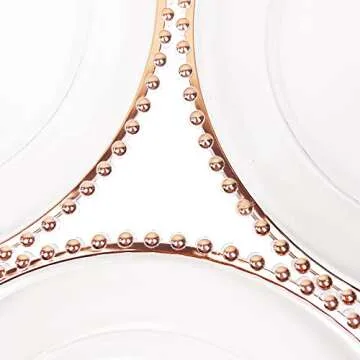 Maiangel Acrylic Rose Gold Beaded Clear Charger Plates 13" In Bulk Wedding Set of 12, Round Plastic Charger Plates,Decorative Dinner Plates For Table Setting Events